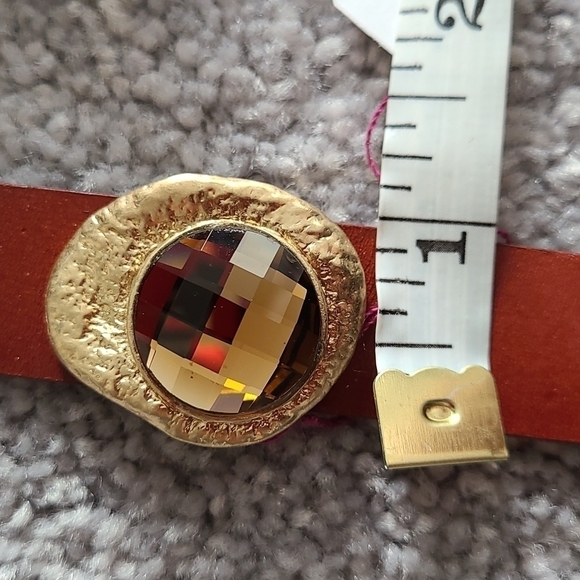 TRÏBE Brown Faux leather magnetic bracelet with Amber color Stone - Picture 7 of 7